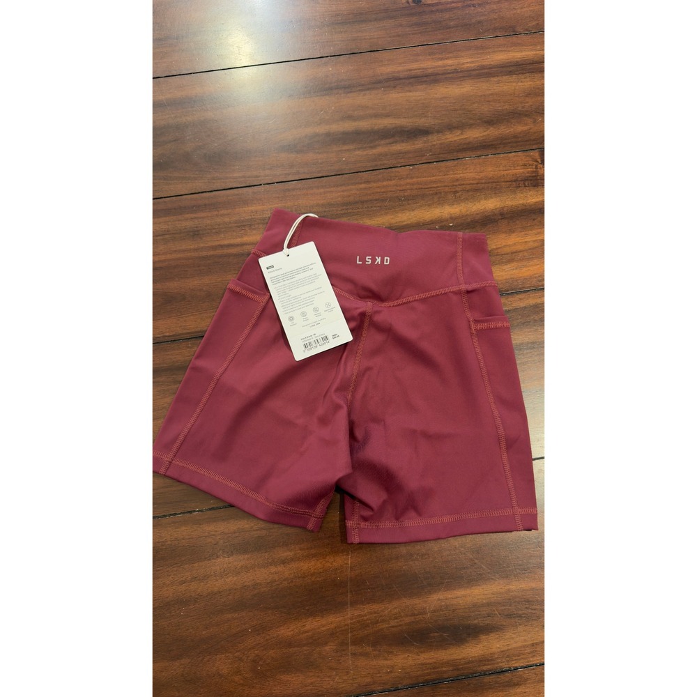 LSKD Elite X-Shorts Dark Cherry Burgundy High Waisted Athletic Pockets NEW NWT - Picture 6 of 16
